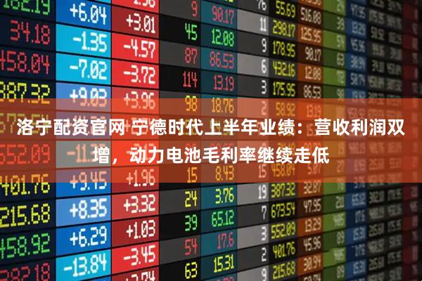 洛宁配资官网 宁德时代上半年业绩：营收利润双增，动力电池毛利率继续走低